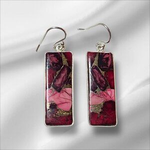 NEW Rose Dahlia Sterling Silver Dangle Earrings